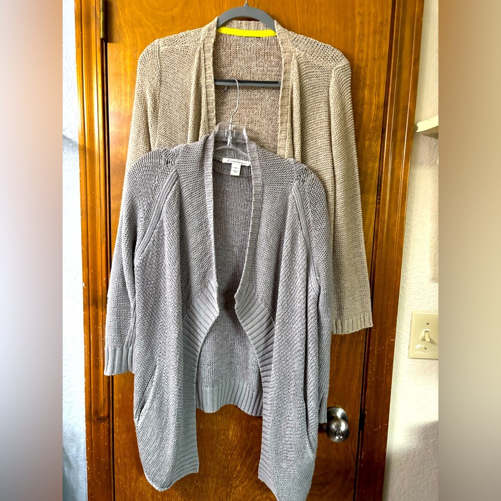Set of two Kenneth Cole cardigans, tan and grey, size PM